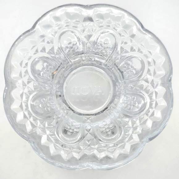 Vintage Floral Avon Glass Candle Holder Bud Vase Candy Dish Clear Glass - Picture 4 of 6